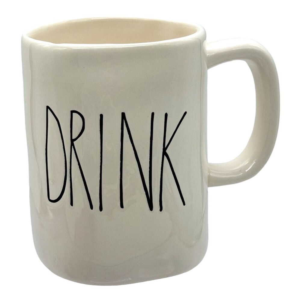 Rae Dunn Magenta DRINK Coffee Tea Mug Big M LL Farmhouse Rustic Normcore Trad